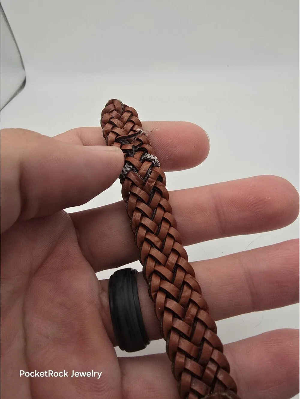 Generra Military Field Style Black Dial Date Braided Brown Leather Quartz Watch